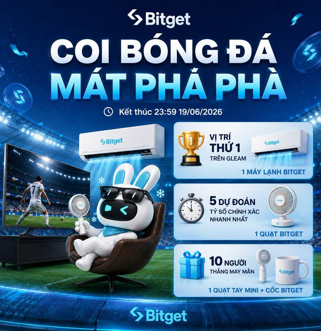The image features a cartoon rabbit sitting in an office chair, surrounded by various objects such as a clock, a fan, and a cup of coffee. The rabbit appears to be enjoying its time at work while holding a trophy. The background shows a soccer field with players on it, indicating that the post is promoting a video game or streaming platform related to sports.