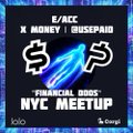 A promotional graphic for an X Money and Meshpay 'Financial 2025 NYC Meetup' with event logos.
