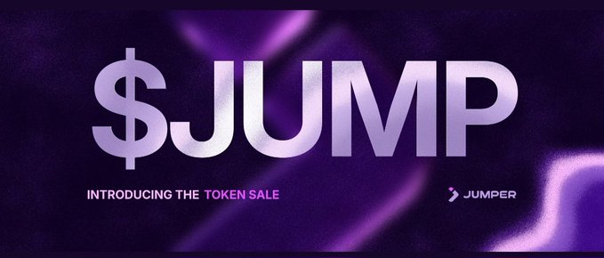 A purple promotional banner displaying '$JUMP Introducing the Token Sale' with the Jumper logo.
