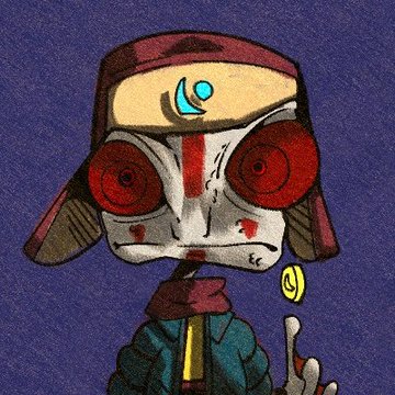 The image features a cartoon character with red eyes wearing a hat that has a blue moon symbol on it. The character appears to be holding up a yellow object or finger, possibly a peace sign, as part of a post on social media. The caption below the image provides information about how to enter the contest and mentions that the winner will receive 5 GTD WL of @RangoETH_ How To enter: Follow: @RangoETH_ & @akul1971 Like + RT Drop your ETH wallet Simple As That. I’ll Be Picking Random Winners From The Comments, So Make Sure You Complete All Steps Correctly Really".