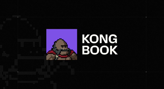 A logo graphic displays pixel art of a gorilla character next to the text 'KONG BOOK' on a dark background.
