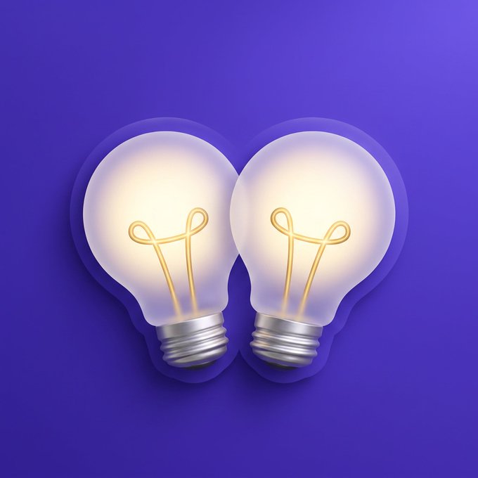 Two illuminated light bulbs with glowing filament hearts are displayed against a purple background, symbolizing bright ideas and innovation.

The image visually reinforces the post's message about upcoming opportunities, with the glowing bulbs representing the "bright ideas" and future potential of the DeXRP trading platform on the XRPL ecosystem.