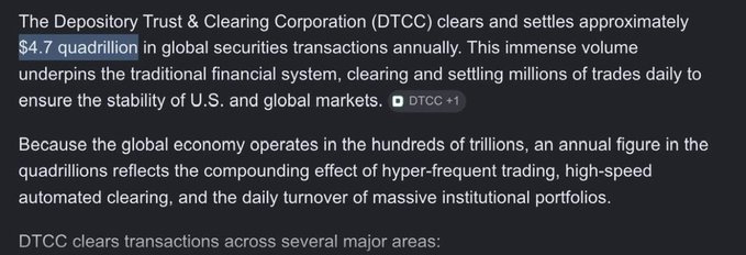 The image features a post discussing Bitcoin, a popular digital currency that operates through cryptocurrency transactions. The post highlights the fact that Bitcoin is not considered a true "dollars" or "euros", but rather a "quadrillion" or "trillion". This refers to the immense scale and value of Bitcoin's global market. Additionally, the text in the image emphasizes the fluctuating nature of Bitcoin, which can lead to rapid changes in its worth. The post draws attention towards Bitcoin transactions by highlighting their volatility compared to traditional financial systems.