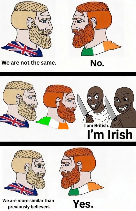 A cartoon illustration of three men with different colored hair and facial features, accompanied by text stating "We are not the same. No."