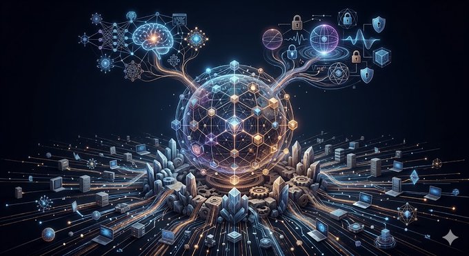 The image features a large, colorful digital illustration of a globe surrounded by various technological elements such as computers, robots, and other futuristic gadgets. The overall theme suggests that the project being discussed might be related to technology or computer science. The caption provided in the image reads "Lately, I've been feeling more and more that truly worthwhile projects to watch aren'e necessarily the hottest ones in the spotlight, but those whose logic can hold up over the long term." This implies a thoughtful analysis of the project's potential longevity and its relevance to the broader technological landscape.