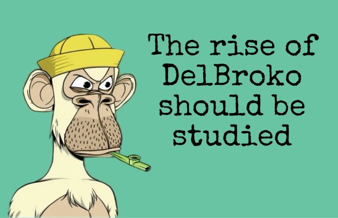 The image features a cartoon monkey wearing a yellow hat, with the text "The rise of Delbrokoo should be studied" written below him. The monkey appears to be holding a toothbrush or a pencil, suggesting that he might be studying something related to dental hygiene or drawing.