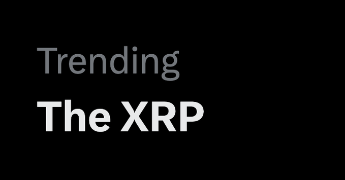 The image displays the text "Trending The XRP" in gray and white on a black background, serving as a bold header that introduces the post's focus on XRP's recent 47% price surge over the past 7 days.