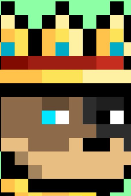 A pixel art image depicting what appears to be characters with blonde hair, blue eyes, and tan/orange clothing sitting at a brown table, possibly from a video game.