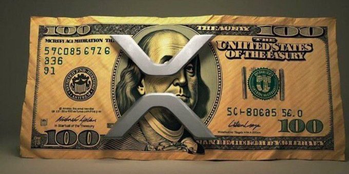 The image features a close-up of a $100 bill with two silver x's superimposed over its top edge, suggesting that $XRP or Bitcoin is being inserted into an LEDGER. This implies that someone might be holding assets such as Bitcoins in exchange for currency like US dollars, which could eventually be used to invest in other cryptocurrencies, digital assets, or even traditional financial instruments. The presence of this x's over a bill symbolizes the introduction of money from another form into the current monetary system.