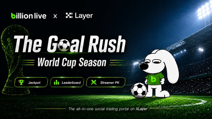 The image features a cartoon dog standing on a soccer field with a goalpost nearby. The background of the image shows a stadium filled with people watching a soccer game. The text "The Goal Rush World Cup Season" is displayed at the top, indicating that this is an advertisement for a soccer event or tournament. The post also mentions Jackpot and Winner's Prize, which are related to the soccer game taking place in the stadium.