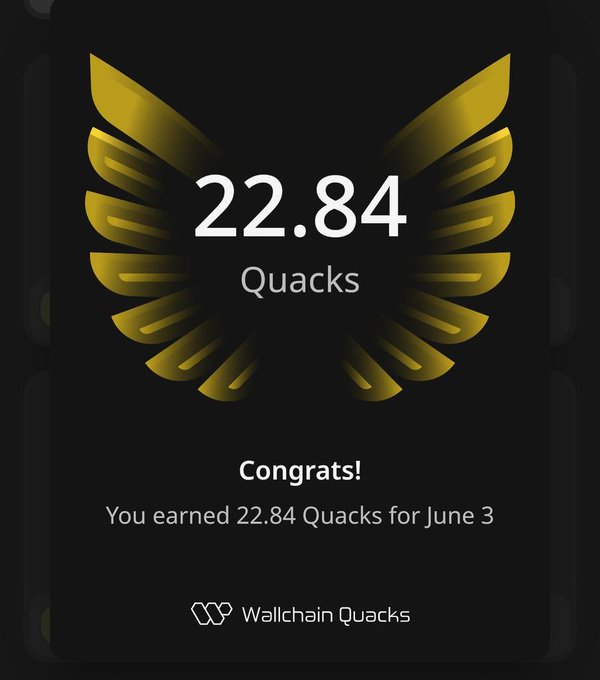 I have successfully added 22.84 Quacks to my bag. I would like to extend my sincere congratulations to @wallchain for the profits achieved on June 3. In my view, Quacks are on an upward trend. My conviction remains."