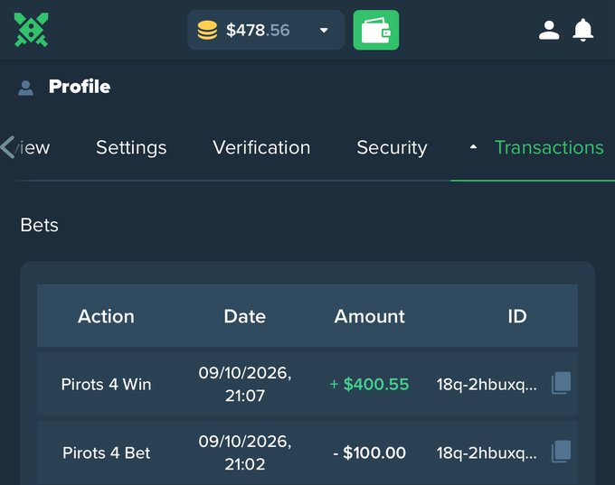 A screenshot of a Duelbits betting profile showing a $478.56 balance, with recent transactions displaying a $100.00 bet on "Pirots 4" that returned $400.55 in winnings, illustrating the user's claim of growing a small deposit into a substantial balance within minutes.