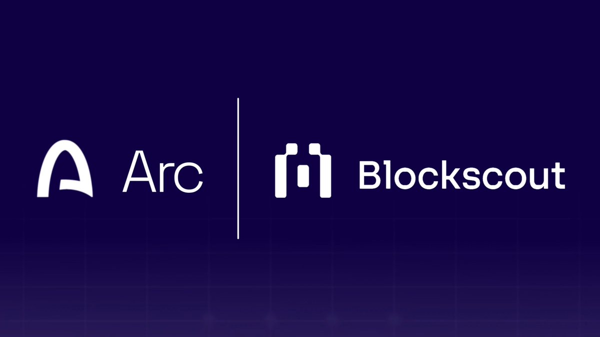 A logo graphic on a dark blue background displays the wordmarks 'Arc' and 'Blockscout' side-by-side, separated by a vertical line.