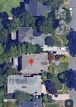 Aerial map view showing the location of 'Pueblo Library'.