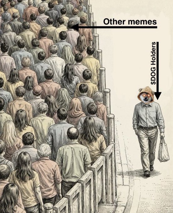 The image features a crowd of people standing behind a wooden fence, with an illustration of a man wearing a hat walking down the street carrying a bag. The caption above the image reads "Other Memes", which suggests that there are other memes or posts related to Bitcoin and cryptocurrency in the scene.