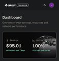 Dashboard screenshot of a HashPack crypto wallet showing earnings of $95.01 and 100% collection rate for an account beginning in 2y5z.