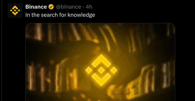The image features a post by @Binance that reads, "Fuck you @Binance In search of knowledge" with a yellow diamond logo at the bottom right corner. The post was made after 10/10, but there are no details about the content or context provided in the post. It seems to be a random message without any specific relevance to the Bitcoin community or the cryptocurrency market.
