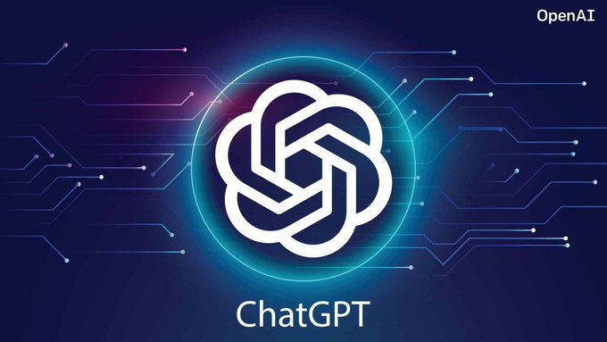 The image shows the white ChatGPT logo encircled by a glowing neon ring against a dark blue background with circuit-like patterns, with "OpenAI" in the top-right and "ChatGPT" labeled at the bottom. It visually represents ChatGPT as one of the AI agents now empowered to autonomously trade cryptocurrencies on Binance through the new Agent OS platform.