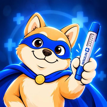 A cartoon Shiba Inu dog dressed as a superhero with a blue mask and cape holds up a syringe labeled "INSULINU," symbolizing the token's mission to fight high insulin costs as part of its launch on Robinhood Chain.