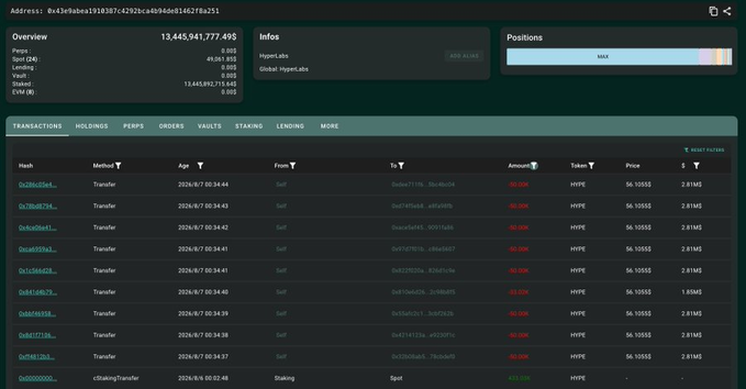 A blockchain explorer interface showing an address overview with 13,445,941,777,498 Pepe tokens, displaying transaction history of recent transfers.