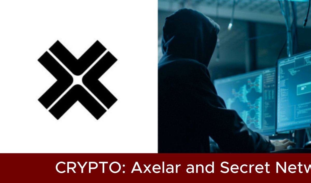 The image features a person wearing a hoodie sitting at a computer, actively engaging with their webcam while looking at their screen. In front of them, there's another person standing behind a computer monitor, possibly holding an axe or some other tools related to the exploit being discussed in the caption of the image. The caption also states that this exploit was carried out by Axelar and Secret Network, which confirms the identity of the individuals involved in the exploit.