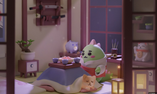 The image features a cartoon character, possibly a green monster or dragon, sitting on a bed with a pillow and blanket. The character appears to be resting or sleeping peacefully. In the background, there are two potted plants, one near the left side of the image and another towards the right side. A cup is also visible in the scene, placed close to the center of the image.

The post includes text that reads: "Who knew that getting 8 hours of sleep could be this rewarding? Building my dream room and collecting digital collectibles while I rest with @sleepagotchi. It's the perfect blend of health and Web3 gaming." The character in the image seems to be enjoying a moment of relaxation, surrounded by plants and other objects typical of a cozy bedroom setting.