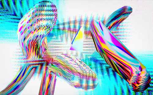 A vibrant, glitch-art style digital composition features fluid, ribbon-like abstract forms rendered in a spectrum of rainbow colors, with cascading streams of binary code (0s and 1s) overlaid across the cyan-tinted background. The piece, titled "Beast" and sold as an NFT to fluxgermany for 0.1 ETH ($1,587.38), uses the technological motif of binary digits to complement its chaotic, data-infused aesthetic.
