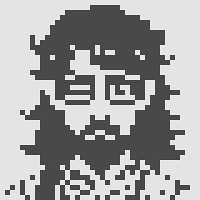 The image features a black and white picture of a man with a beard, wearing glasses and looking at the camera. The caption below the image reads "Gm family too many @normiesART burned already... scarcity is beautiful." This statement suggests that the image might be related to a discussion about the value or importance of art created by the Gm family, who are known for their artistic creations.