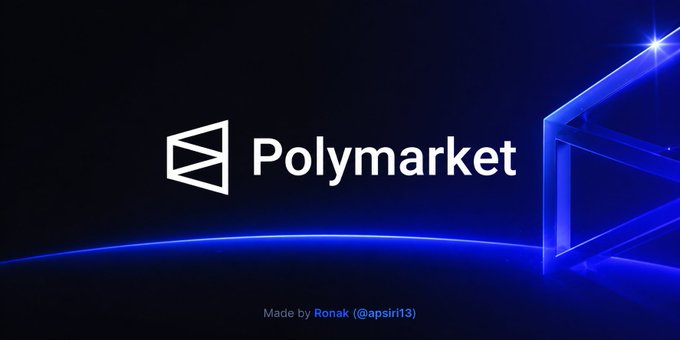 A dark blue banner displaying the 'Polymarket' logo with a credit at the bottom reading 'Made by Ronak (@apsiri13)'.