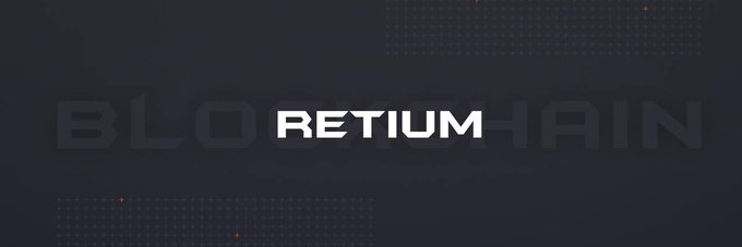 The image displays the text "RETIIUM" in bold white letters at the center, flanked by faded "BLOCKCHAIN" text on either side against a dark background. This visual branding aligns with the post's emphasis on Retium's completed Layer 1 blockchain development, showcasing the project's name as a symbol of its established identity beyond mere concept.