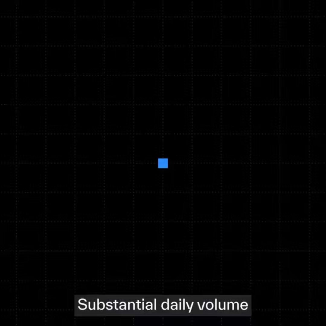 The image shows an abstract black and white pattern with a small blue square in the center. The text "Substantial daily volume" is written below the image. This suggests that there might be some sort of discussion or analysis related to the concept of substantial daily volume, possibly involving banks using stablecoins for cross-border payments.