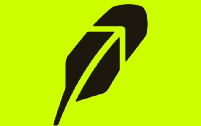 A stylized black feather or leaf icon centered on a bright yellow-green background.