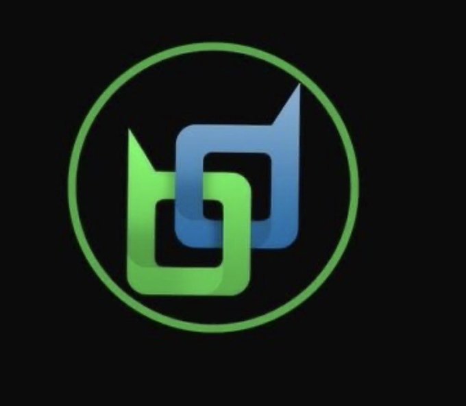 A logo on a dark background consisting of a green circle containing interlocking blue and green geometric shapes.