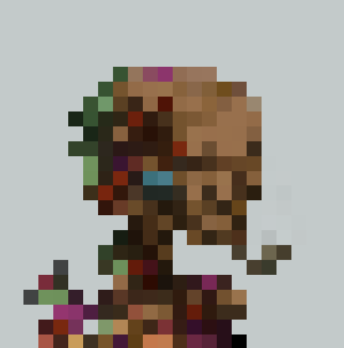A pixel art NFT of a brown-skinned character with green and pink hair, likely representing one of the "Argonauts" NFTs mentioned in the post, which boasts a 10,000 supply and a floor price of 0.153E.