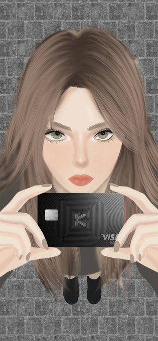 An illustrated woman holds up a black KAST Visa card with both hands, her piercing green eyes staring directly forward, symbolizing the unfiltered, transparent approach KAST Neobank takes compared to traditional banking. The image reinforces the post's message of cutting through the noise and distractions of conventional financial systems to focus on what truly works.