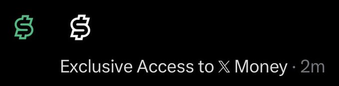 A digital advertisement displays "Exclusive Access to X Money · 2m" next to two dollar sign icons on a black background.
