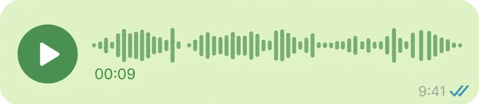An audio player interface displays a 9:41 duration with the playback currently at 00:09, set against a green background featuring a play button and a double-check mark indicator, inviting users to "listen up."