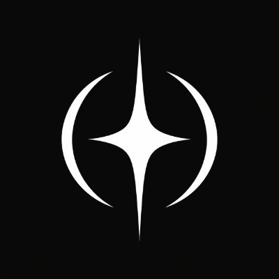 A white four-pointed star emblem enclosed in a crescent moon-like design on a black background, representing the Kalos DEX logo featured in the post about the platform's launch.