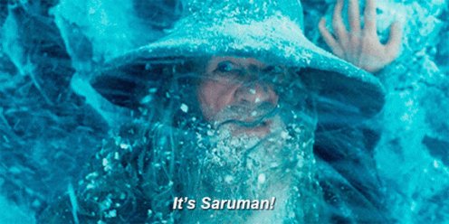 urn of water with a man's face and text reading "It's Saruman!"