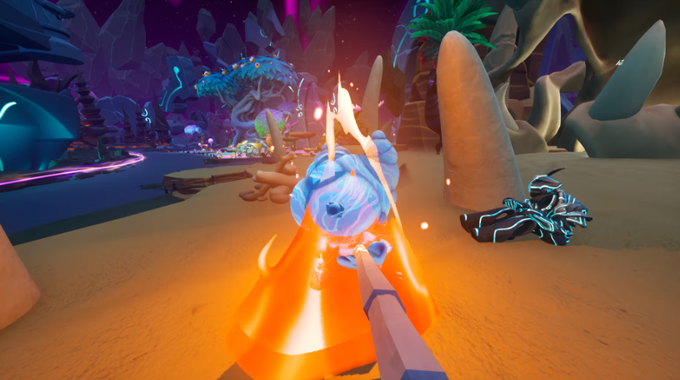 The image features a water mega koda, which is a character from the video game Minecraft, standing in front of a large orange flame that is burning nearby. The koda appears to be taking a selfie with its camera pointed towards the fire.