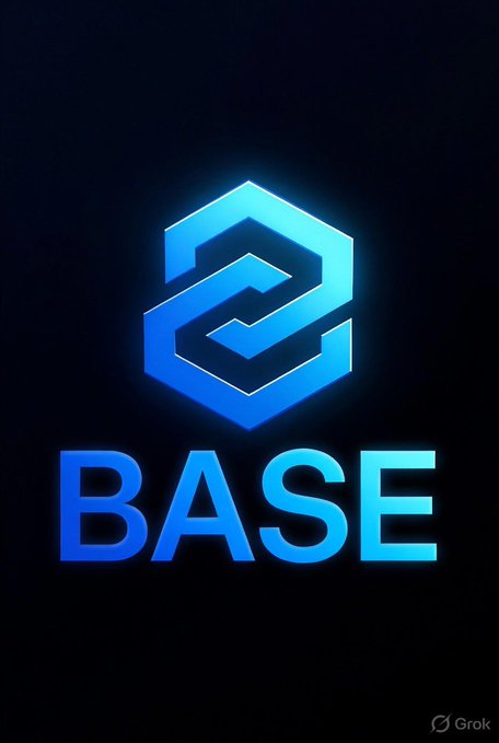 The BASE logo is displayed in glowing blue text and symbol on a dark background, with 'Grok' watermarked in the corner.