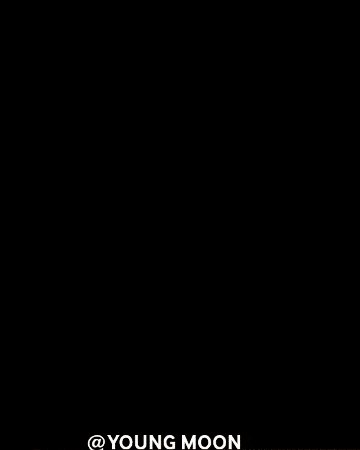 The image features a black square with white text that reads "Young Moon". This text is positioned at the bottom of the frame, making it stand out against the dark background. The rest of the image is empty, with no other objects or elements present.