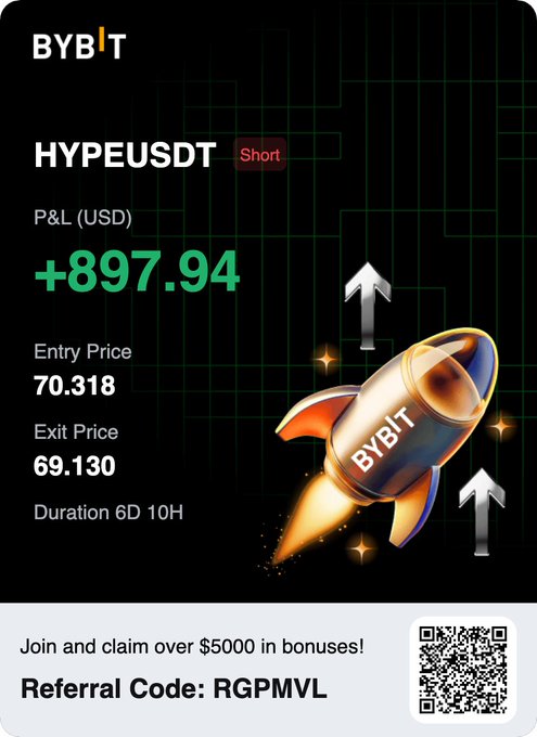 The image shows a poster for the Cryptocurrency project "HYPEUSD". The poster has an upward-pointing arrow with a rocket flying out of the top, indicating that the cryptocurrency's value is increasing or going up. There are also some small figures and text on the poster about Bitcoin, the currency being used by this project, and some numbers written in black font. The poster suggests the user should participate to claim over $50,000 in bonus payments if they refer someone else to join.