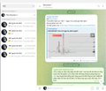 A screenshot of a messaging app interface, likely Telegram, displaying a chat conversation with message bubbles on a light green background.