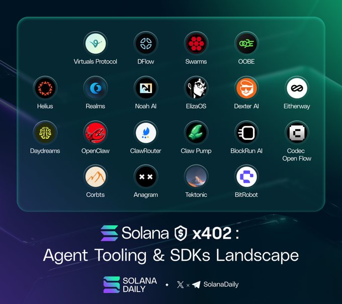 The image is an advertisement for a software named Solana, which helps manage and control data flows using SDKs or SQLAlchemy. It has a collection of various SDK features displayed across different tabs. The text "agent tooling" and "SDKs landscape" are highlighted in the bottom part of the image to emphasize the purpose of this software.