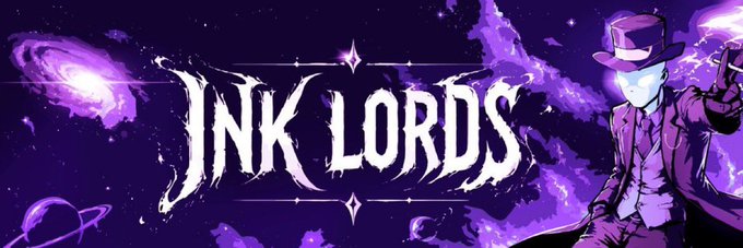 Banner art featuring a stylized character in a purple suit and hat against a purple cosmic background with the gothic text 'INK LORDS' prominently displayed.
