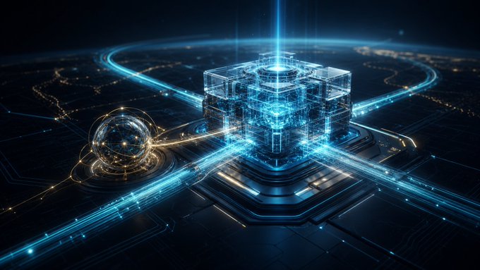 The image features a futuristic cityscape with a large cube structure at its center, surrounded by blue lines that create an intricate network of roads and highways throughout the scene. The city appears to be made entirely out of cubes, giving it a unique geometric appearance. In addition to the cube structure, there is also a sphere in the middle of the image, which adds another layer of complexity to the city's layout. The post about the @vortex_fi team and their FX DEX liquidity updates seems to be related to this futuristic cityscape, as it highlights the interconnected nature of the city's infrastructure and its potential impact on the financial world.