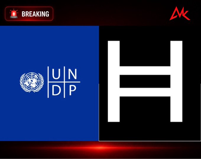 A breaking news graphic from MK showing the UNDP logo on a blue background alongside a large white 'H' logo on a black background.