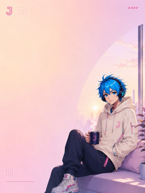 A young man with blue hair sits by a window at sunset, wearing a white hoodie featuring "J" logos and holding a black mug marked "J" with steam rising, suggesting a calm morning routine ("Gm CT").

The image visually reinforces the post's theme by depicting someone browsing privately from a peaceful setting—highlighting that while the user's environment (like the hoodie and mug branding) may feel secure, the underlying connection itself still requires separate protection.