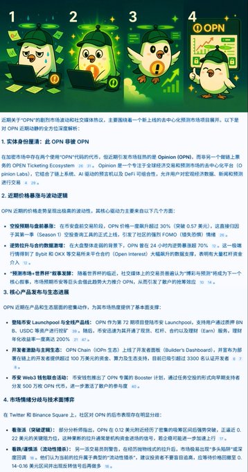 The image features a page with Chinese characters, including a list of things that are important for OPN. The text appears to be in English as well, but it's not clear if this is an English-language version or a Chinese one. The main focus of the image is on the post itself and its content.